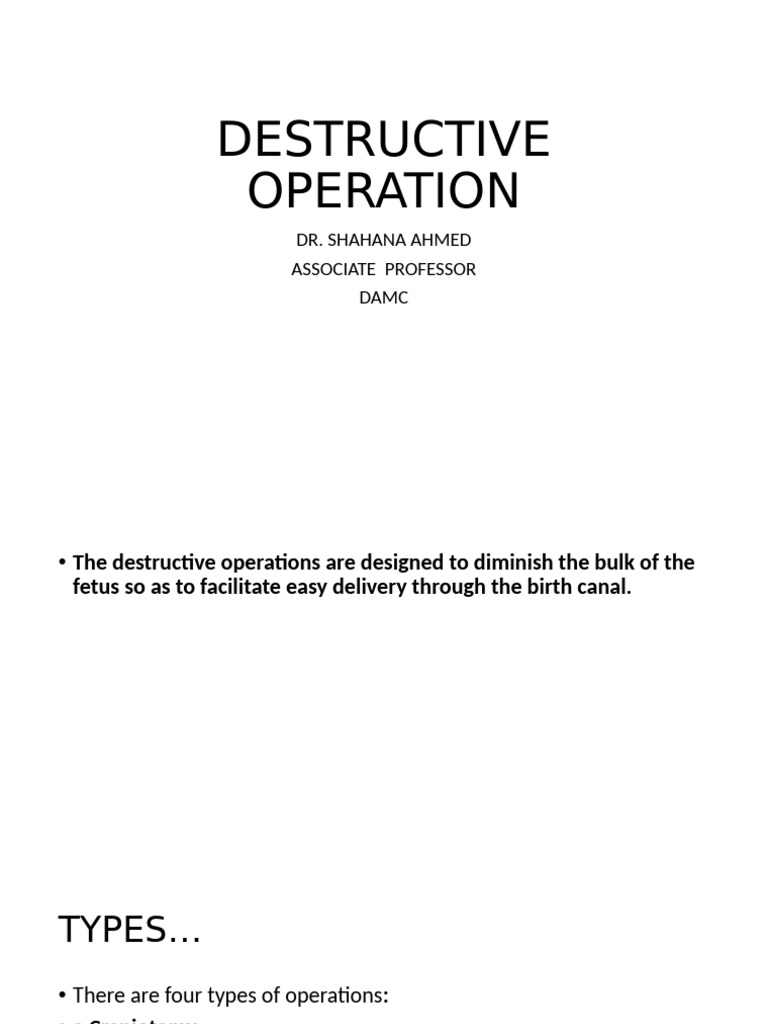 Types of Destructive Operations in Surgery | PDF | Childbirth | Hand