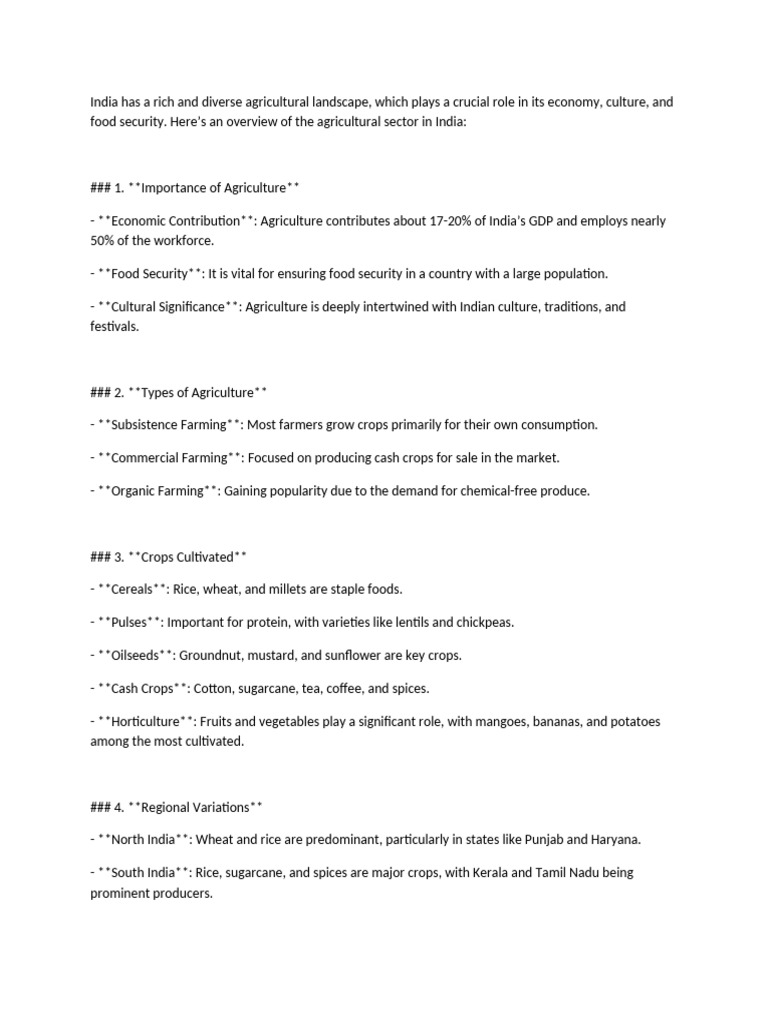 Overview of Indian Agriculture Sector | PDF | Agriculture | Intensive ...