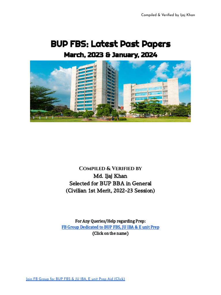 BUP FBS Exam Questions & Patterns 2024 | PDF | Sustainability ...