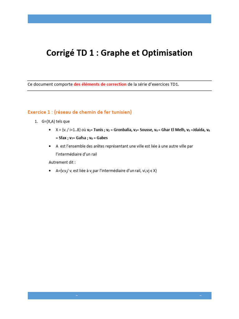 Corrigé TD1 : Graphes et Optimisation | PDF | Relations mathématiques ...