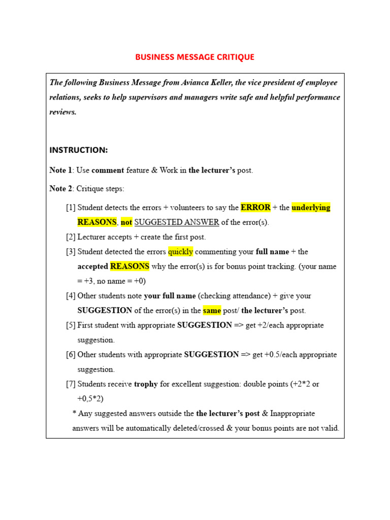9 - 06 Business Message Critique | PDF | Performance Appraisal