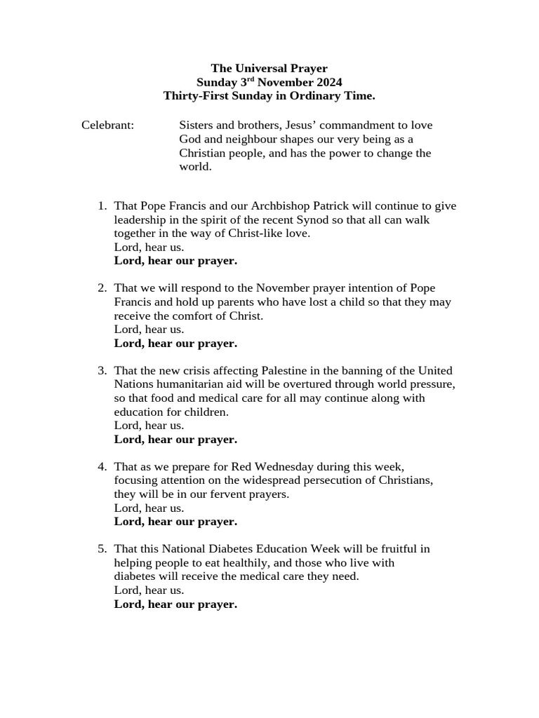 Intercessions 31st Week 2024 | PDF | Prayer | Catholic Church