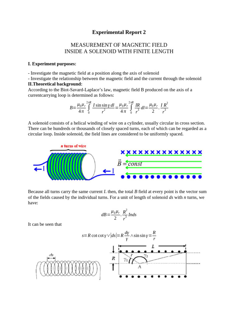 Magnetic Field Measurement in Solenoid | PDF | Magnetometer | Magnetic ...