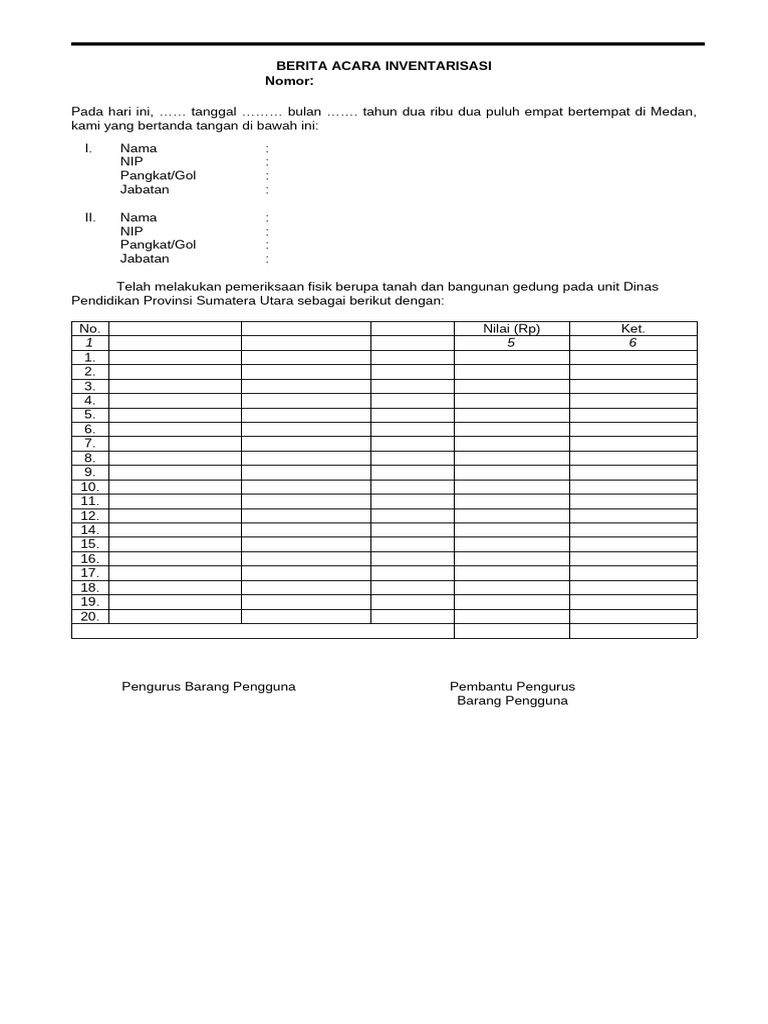 Contoh Ba Inventarisasi Dinas | PDF