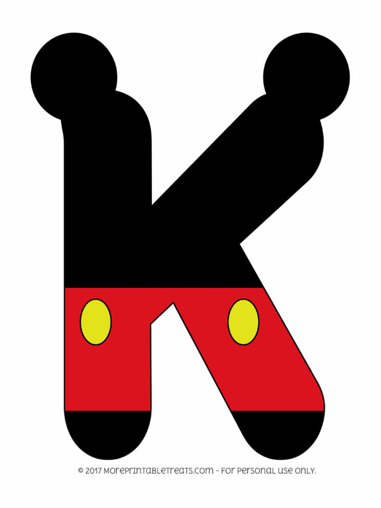 Mickey mouse style letter k cut out large pdf