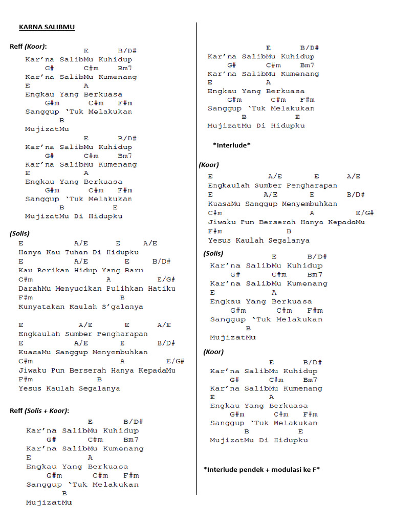 KARNA SALIBMU chord PDF