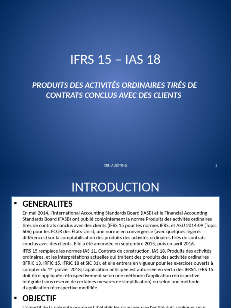 Ifrs 15 - Ias 18 | PDF | Normes internationales d'information ...