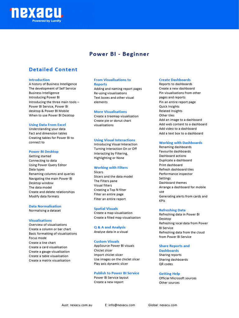 Power BIBeginner Course Outline | PDF | Information Technology ...