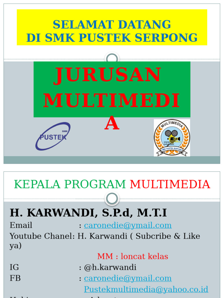 Pengenalan Jurusan Multimedia SMK Pustek | PDF