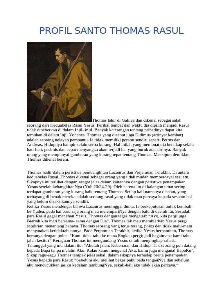Profil Santo Thomas Rasul | PDF | Perjalanan | Sejarah