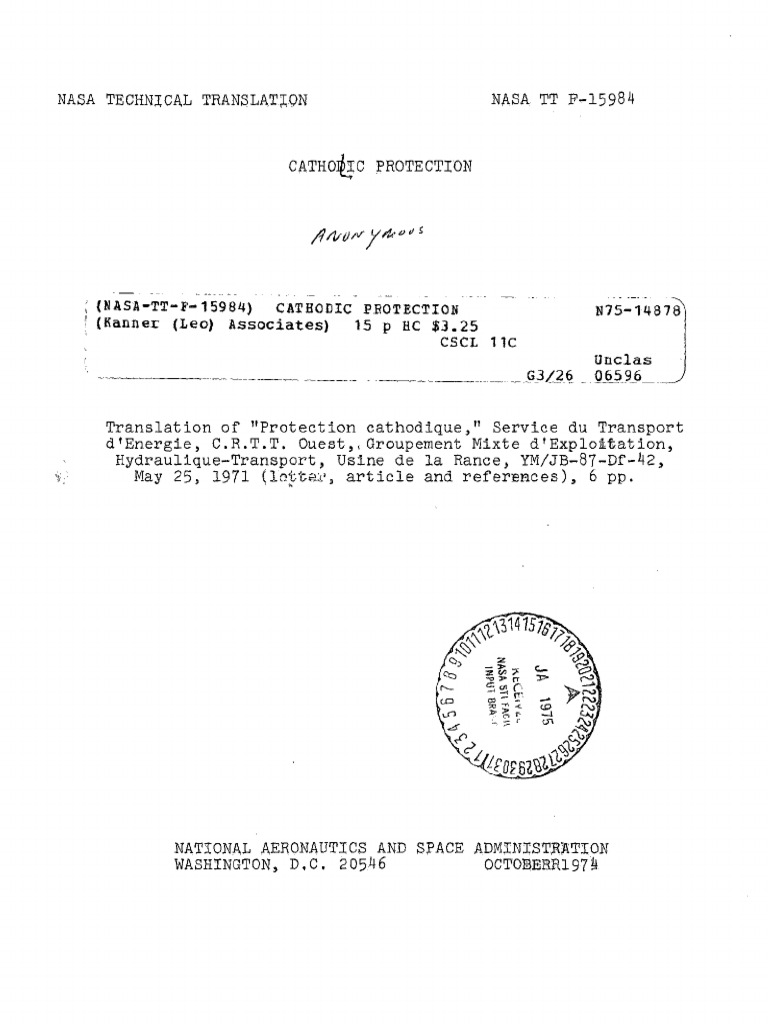 Rance River Cathodic Protection Report | PDF | Nasa | Space Program Of ...
