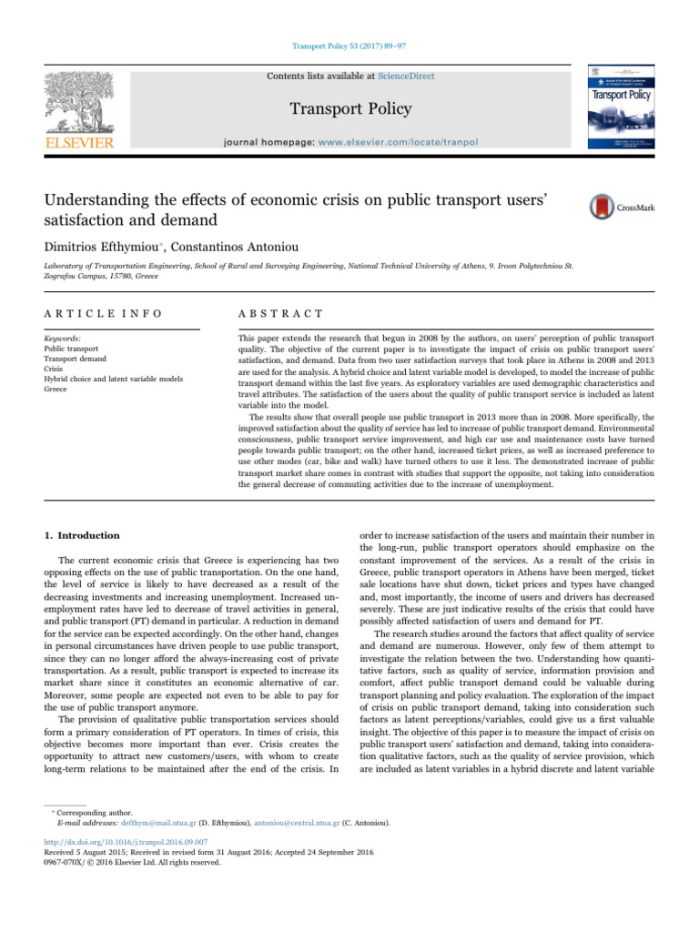 Understanding The Effects of Economic Crisis | PDF | Public Transport ...