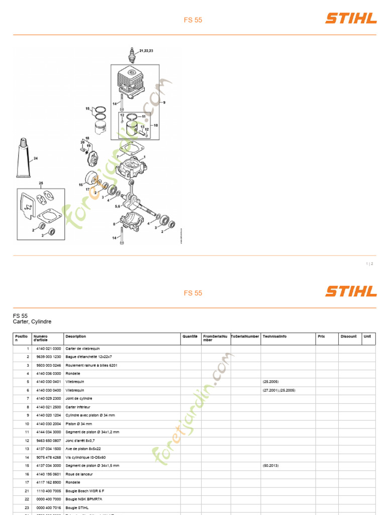 Vue éclatée débroussailleuse Stihl FS 55 | PDF | Carburateur | Ingénierie