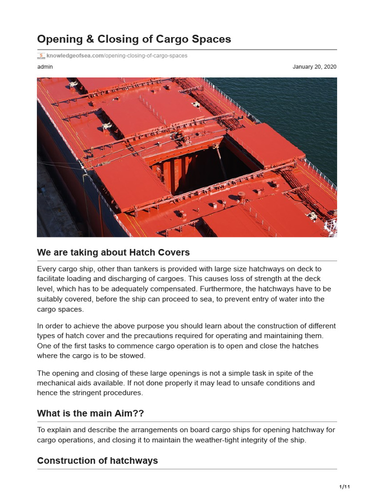Cargo Ship Hatch Cover Operations | PDF | Cargo | Ships