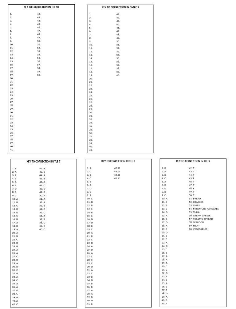 Key To Correction - 2ND Grading | PDF | Asian Cuisine | Food And Drink