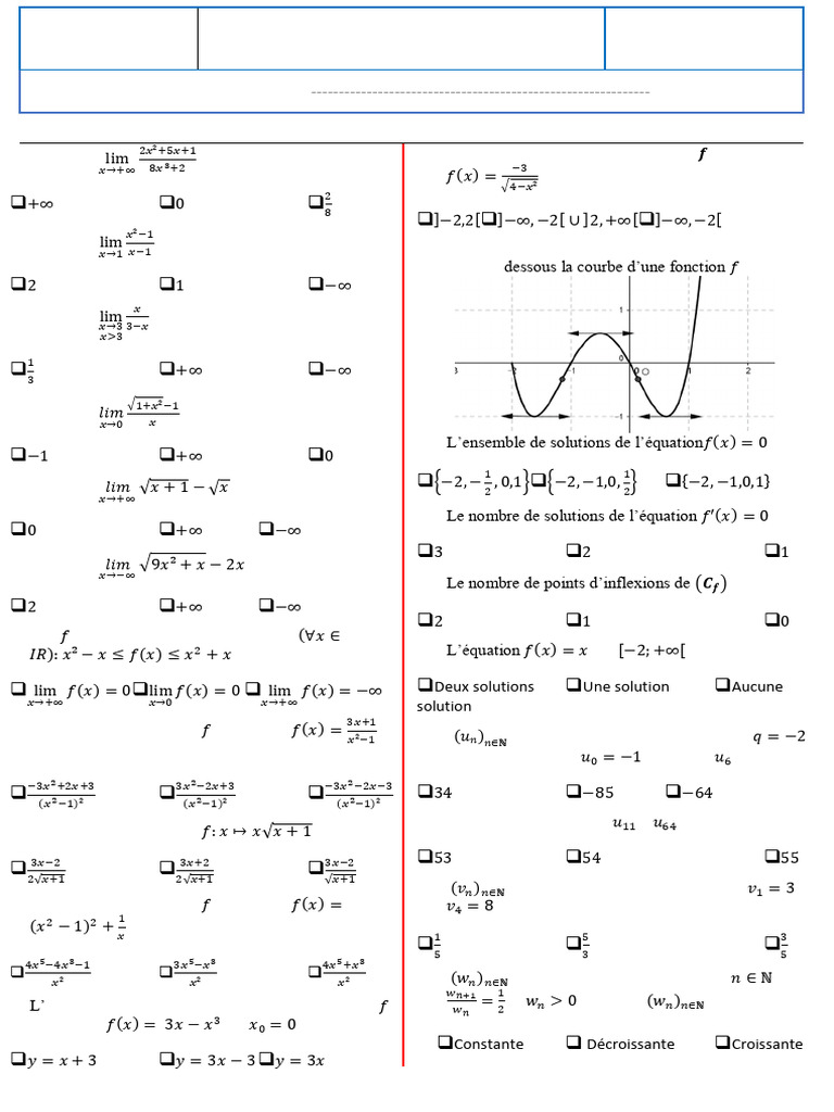 Évaluation Diagnostique Math 2BAC PC | PDF | Analyse mathématique ...