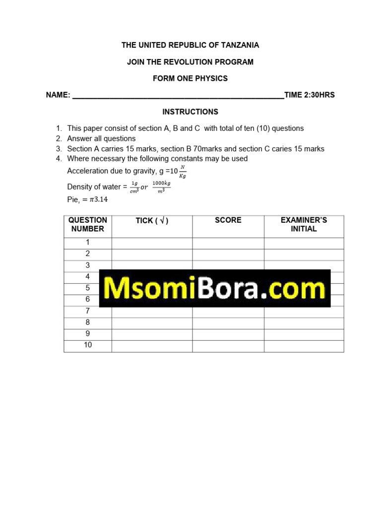 Physics Soved Exam Pdf Force Buoyancy