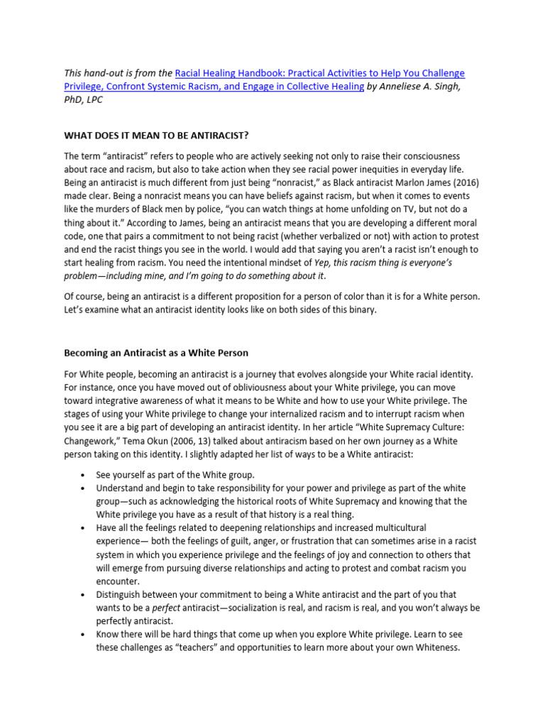 Becoming an Antiracist: A Guide | PDF | Discrimination & Race Relations ...