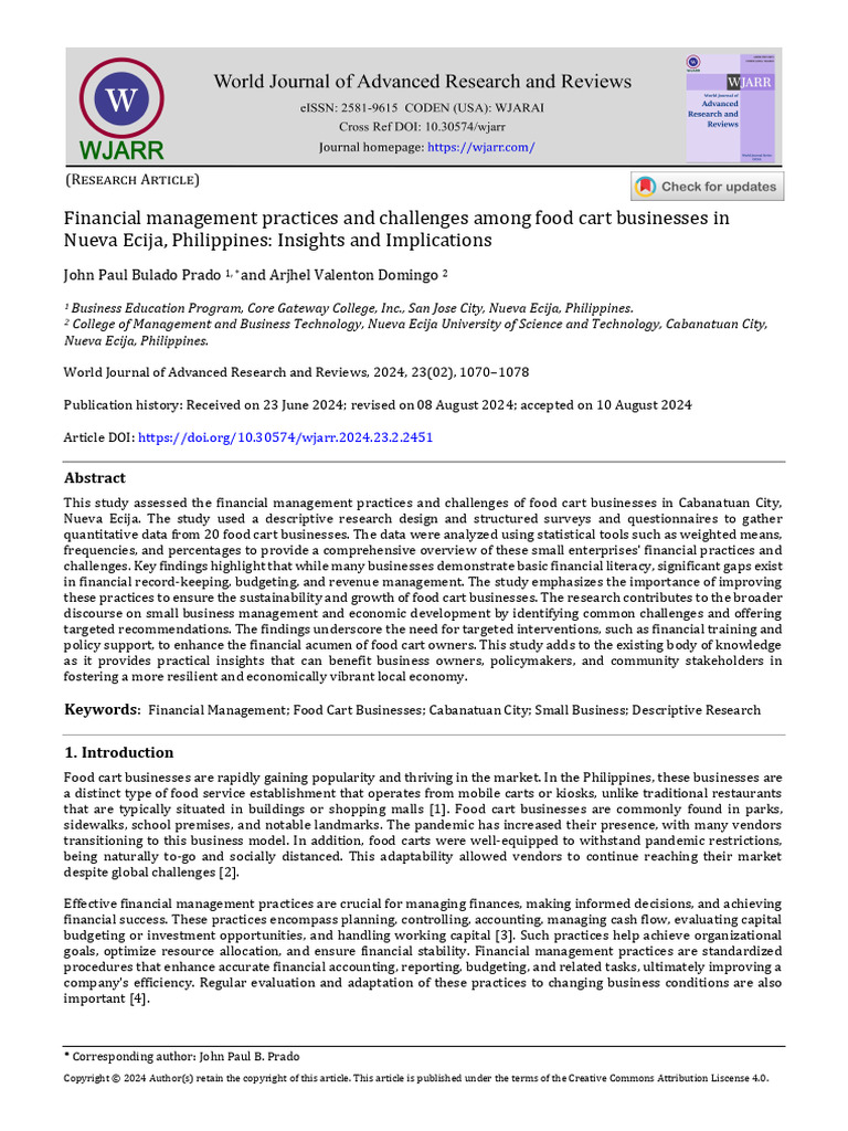 WJARR 2024 2451 PDF Survey Methodology Expense