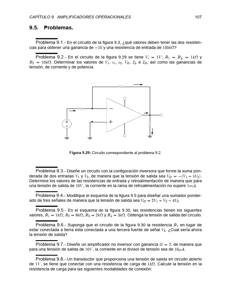 Apuntes Problemas Tcel t9 | PDF | Amplificador operacional ...