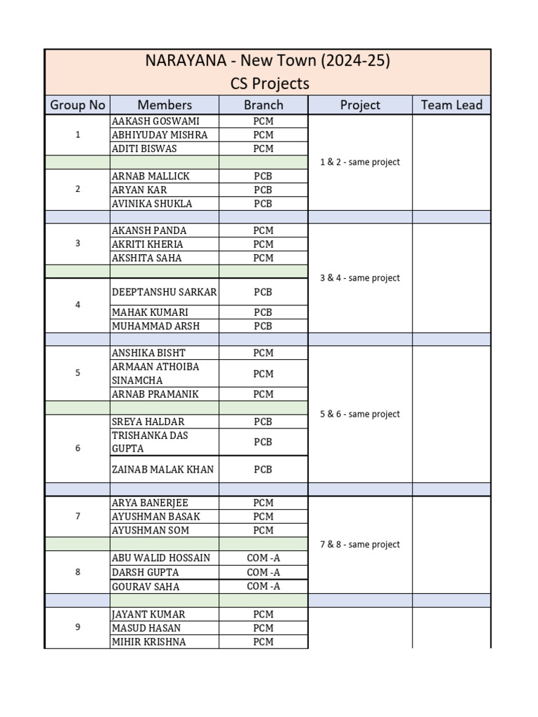Student Project Group Members List | PDF