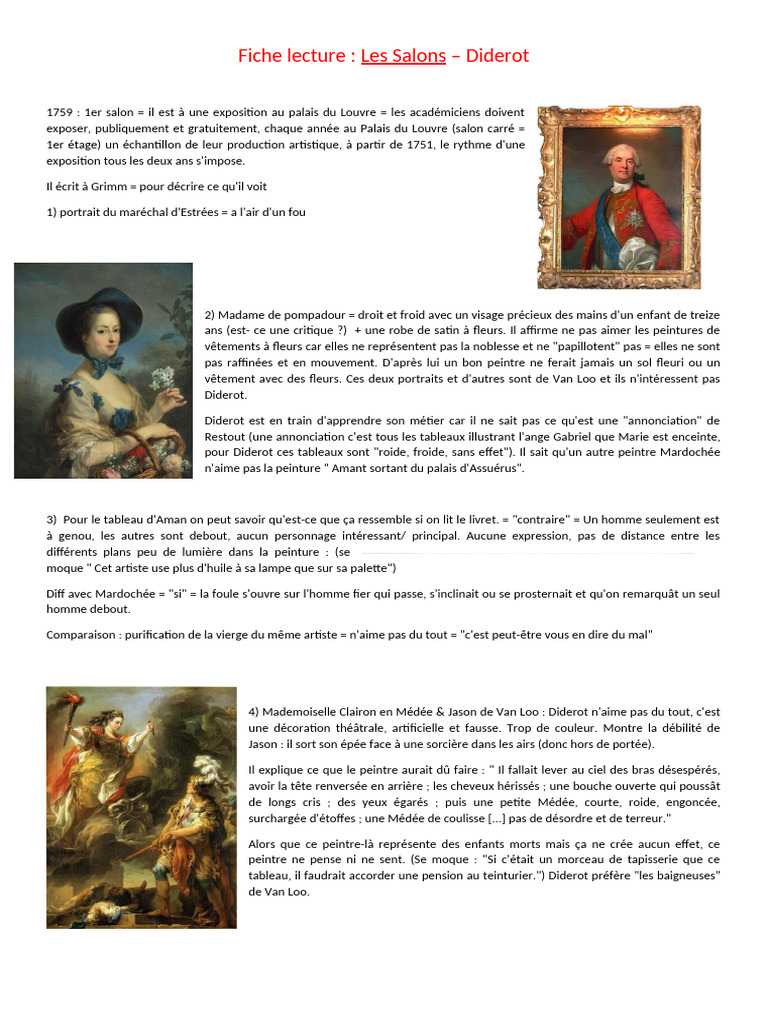 Analyse des Salons de Diderot | PDF | Portrait | Jean-Jacques Rousseau