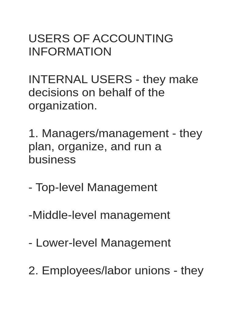 Internal and External Users of Accounting | PDF | Audit | Taxes