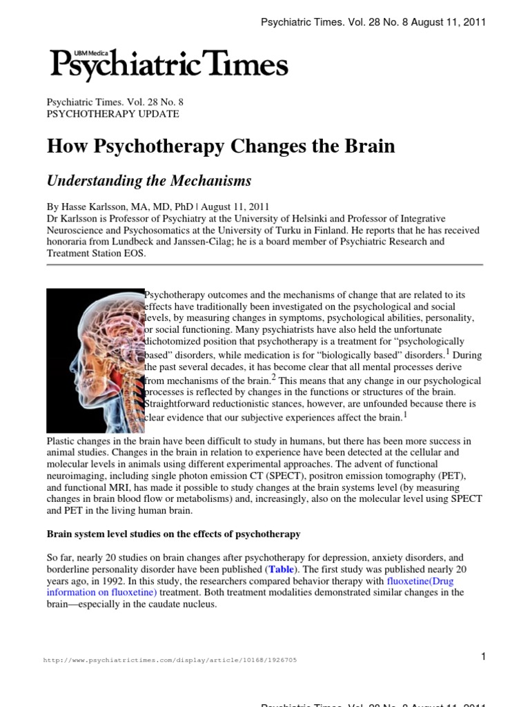 How Psychotherapy Changes The Brain | PDF | Major Depressive Disorder ...