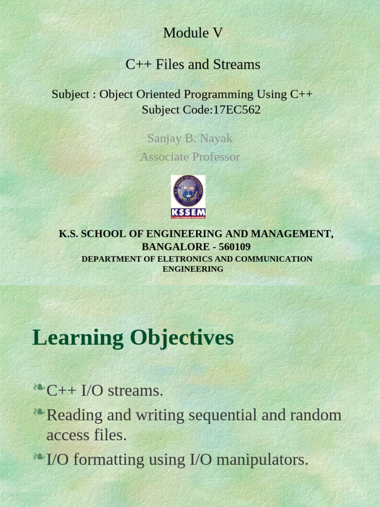 C++ File I/O and Stream Manipulation | PDF | C++ | Input/Output