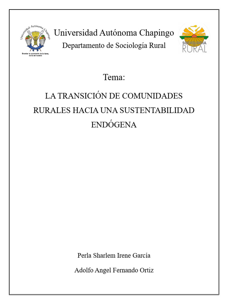 Sustentabilidad Endógena en Comunidades Rurales | PDF | Sustentabilidad ...