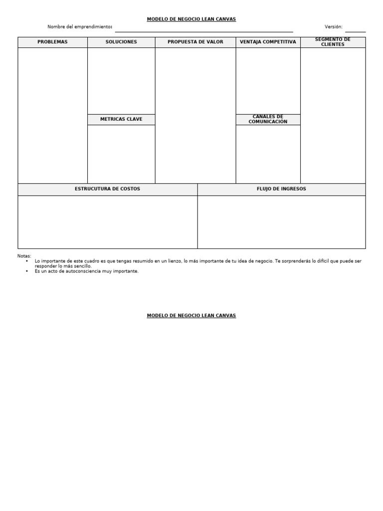 10 Plantilla Modelo Canvas 2 | PDF