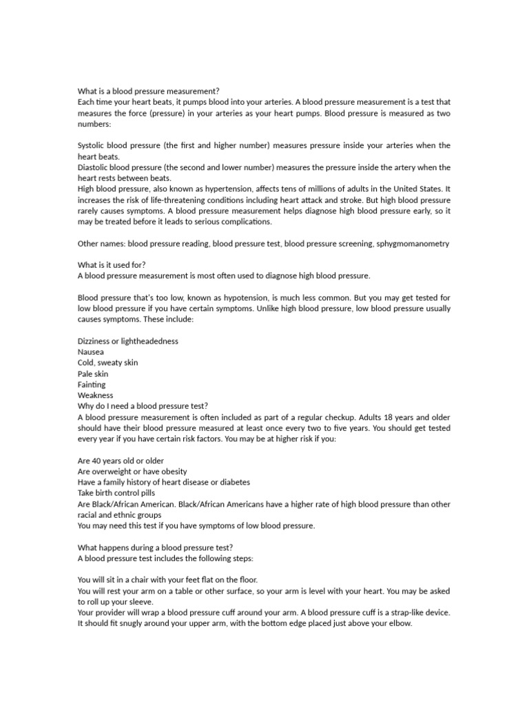 Understanding Blood Pressure Measurements | PDF | Blood Pressure ...