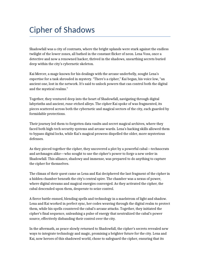 Cipher Of Shadows Story Pdf