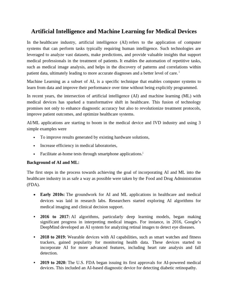 AI & ML Transforming Medical Devices | PDF | Machine Learning ...