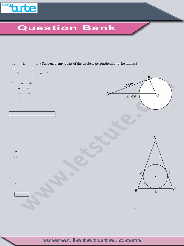 Circle Geometry Problems and Solutions | PDF | Circle | Perpendicular