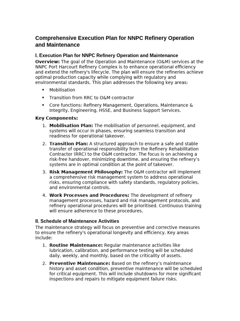 Execution Plan- Oil&Gas | PDF | Reliability Engineering | Oil Refinery