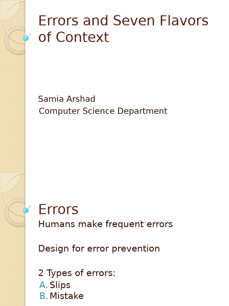 Errors and Seven Flavors of Context | PDF | Error | Information