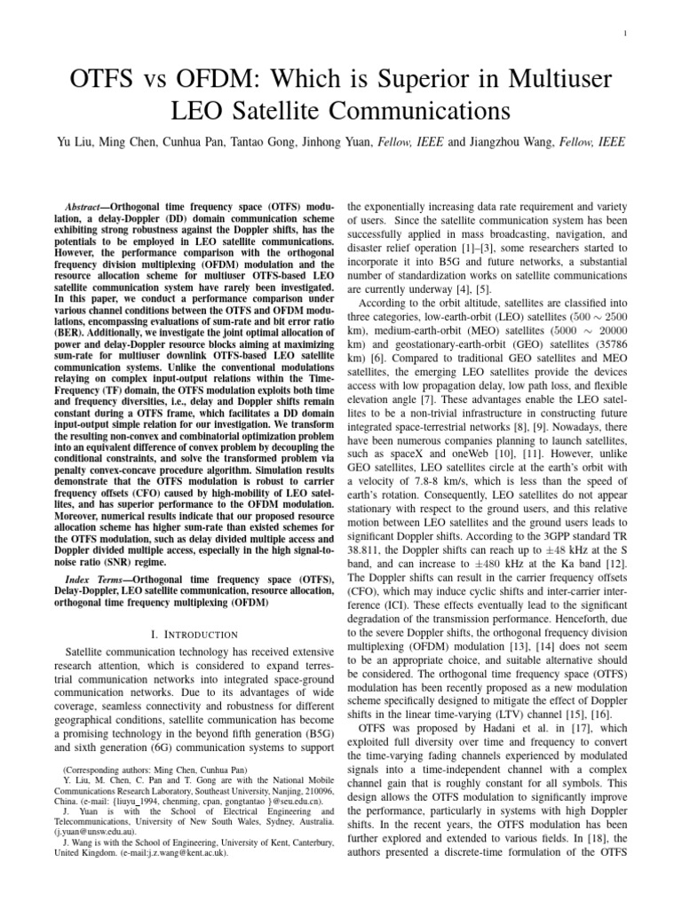 OTFS vs OFDM in LEO Satellite Systems | PDF | Orthogonal Frequency ...
