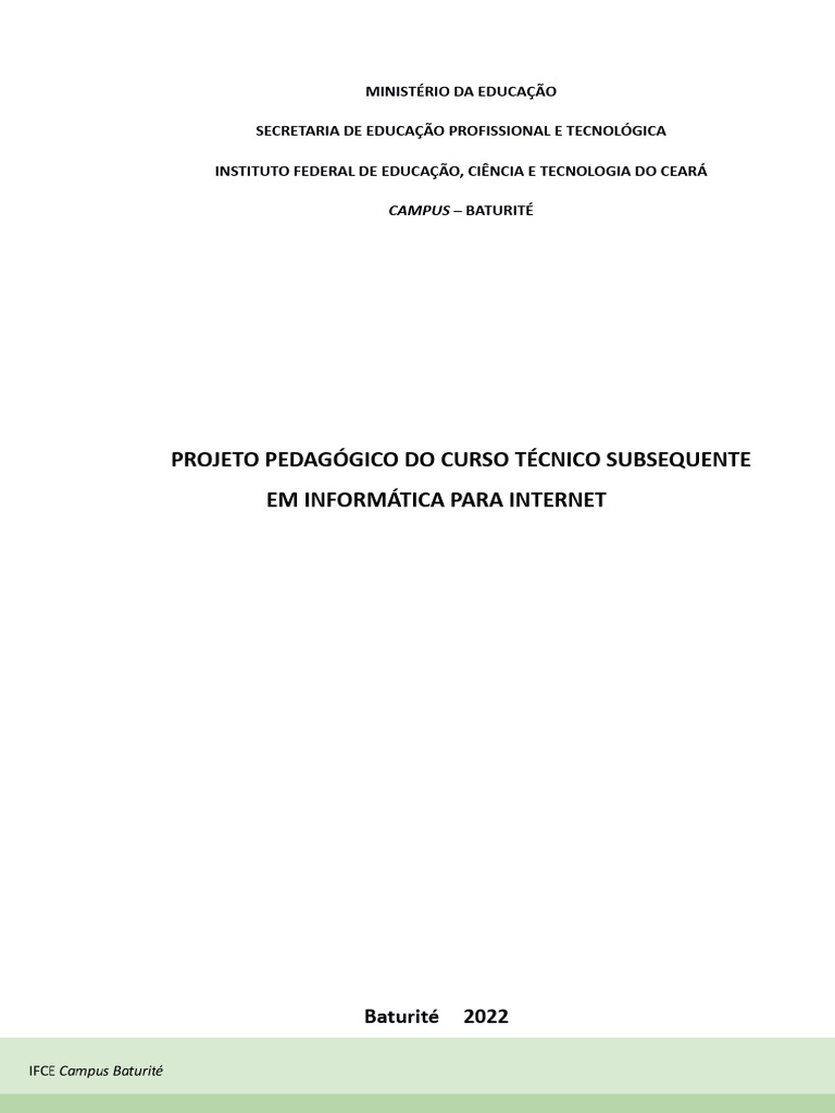 Projeto Pedagógico: Informática EAD | PDF | Educação à distância ...
