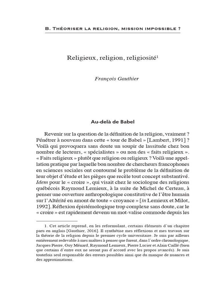 Différence entre religion et religiosité | PDF | Émile Durkheim ...