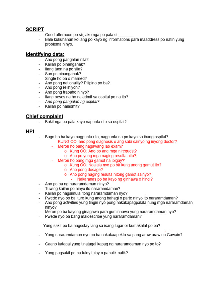 PATIENT-INTERVIEW-SCRIPT | PDF