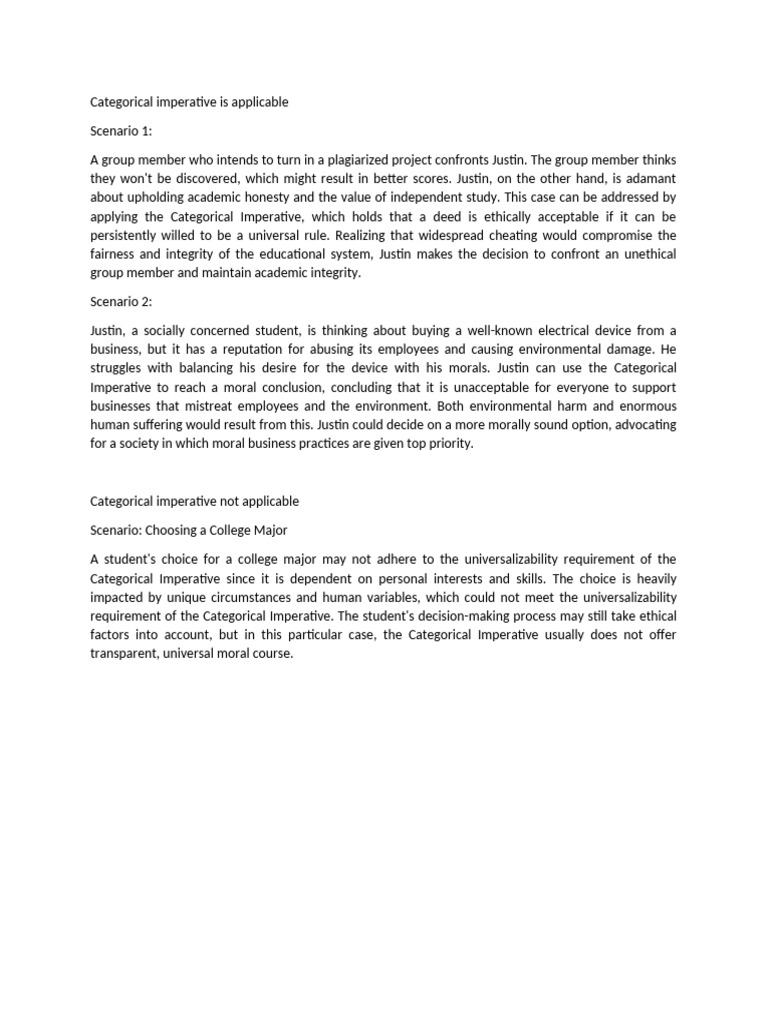 Categorical Imperative Assignment | PDF