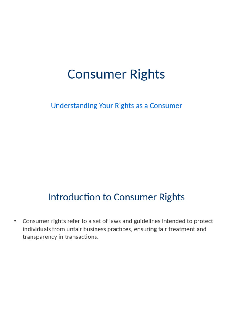 Consumer Rights and Protections Explained | PDF | Consumer Protection ...