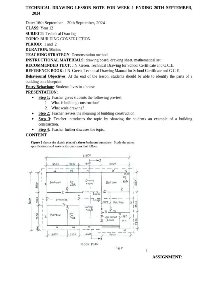 Week 1 Technical Drawing: Building Construction | PDF