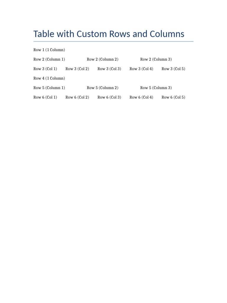 Corrected Custom Table Document | PDF