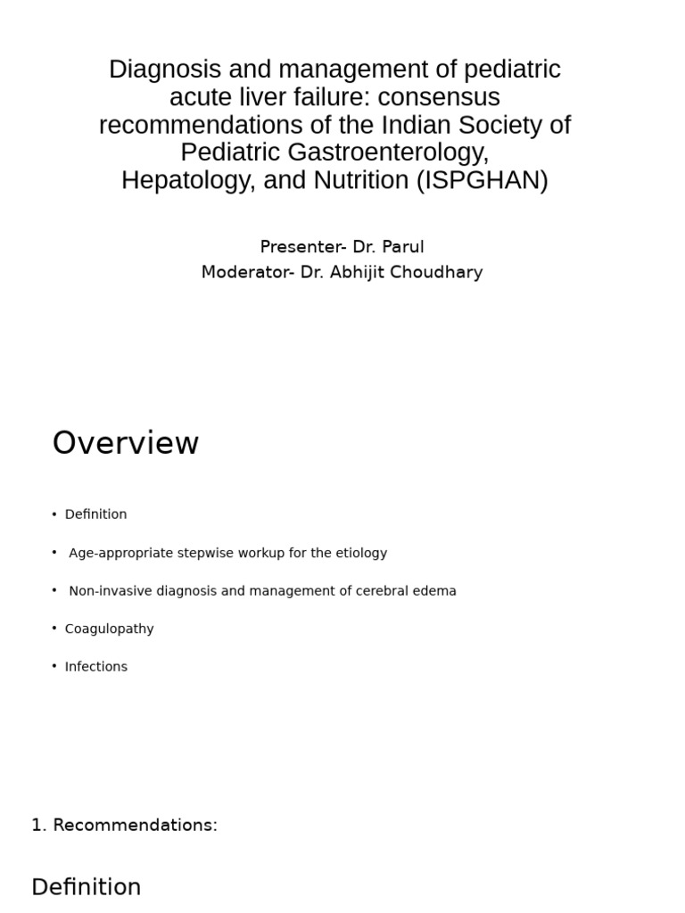 Diagnosis and Management of Pediatric Acute Liver Failure - Parul | PDF ...