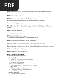 Timeline Women, Caste and Reform