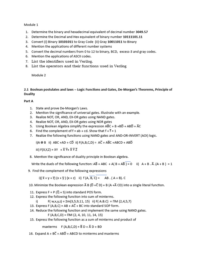 LCD Question Bank - 1 | PDF | Cmos | Logic Gate