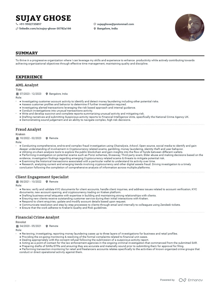 Resume Sujay | PDF | Cryptocurrency | Risk