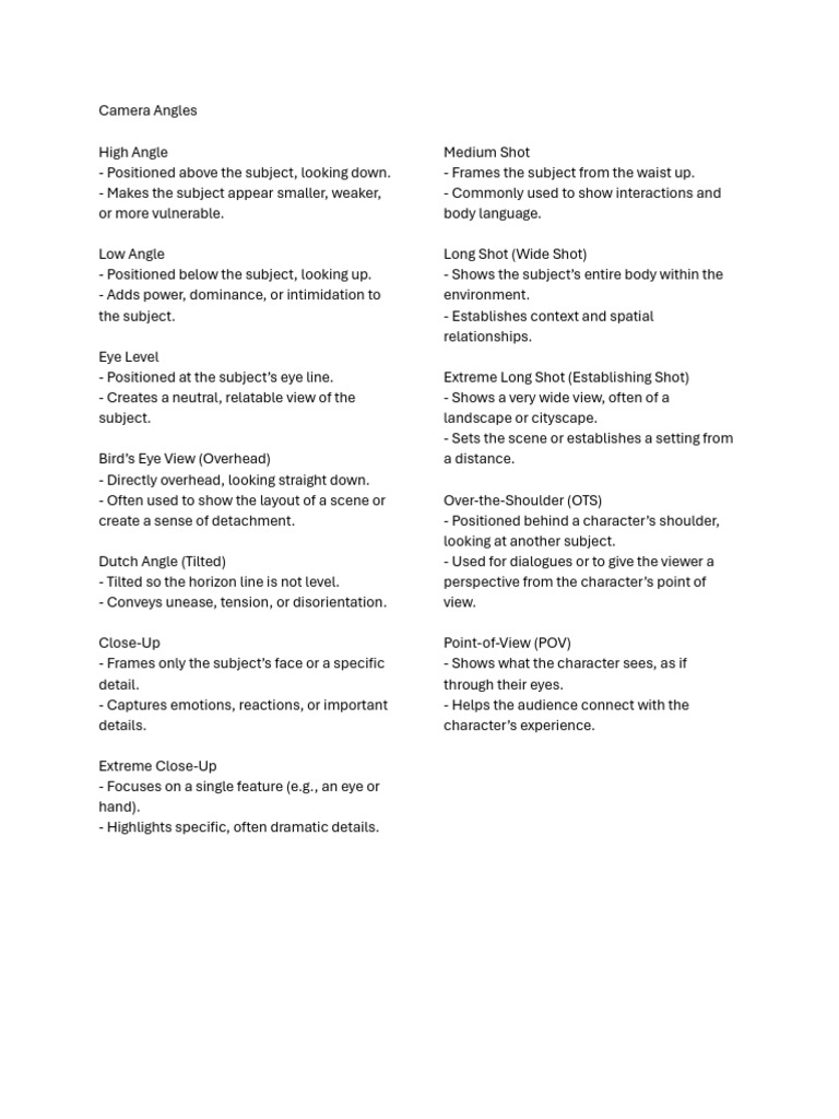 Understanding Camera Angles | PDF | Career & Growth